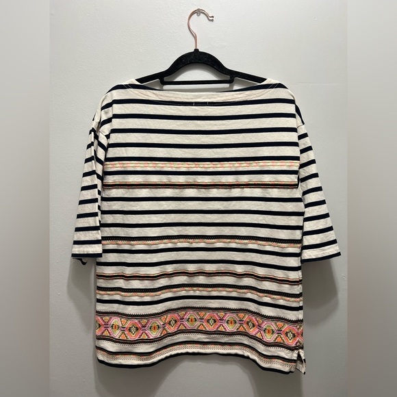 J. Crew Stitchwork Striped Embroidered Aztec Blouse Size Medium - Picture 4 of 4